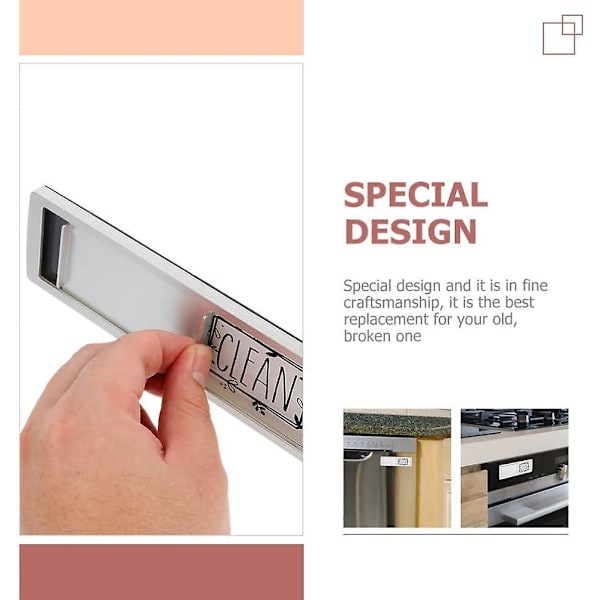 Magnetisk skylt för diskmaskin - Ren/Smutsig - Repfri - 2-pack, silver