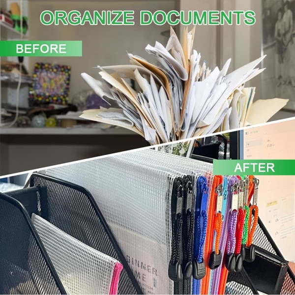 A3-dokumentmappe Ekstra tyk lynlås-filposer Mesh-lynlås Dokumentpunge Mappe rejseopbevaringstaske til kontorartikler og rejsetilbehør 5 Colours A3