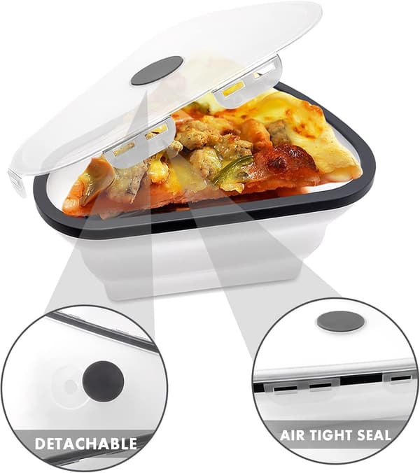 Pizza opbevaringsbeholder med 7 serveringsbakker, hvid White