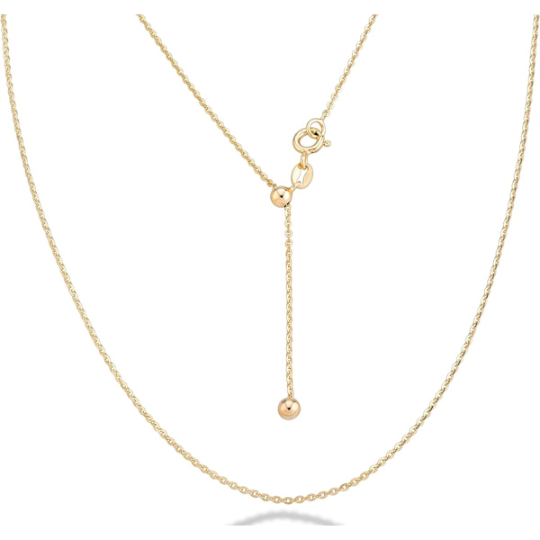 925 Sterling Sølv eller 18Kt Gult Guld Over Sølv Italiensk 1,3mm Justerbar Solid Diamantskåret Tynd Bolo Kabelkæde Halskæde til Kvinder, Slider yellowgoldplatedsilver sterling silver