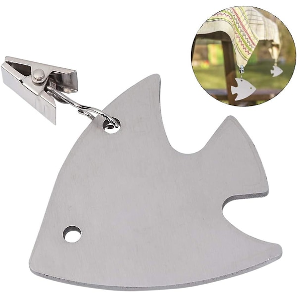 Bordsdukvikter Picknick Bordsdukvikter Bordsdukviktklämmor Utomhus Bordsdukvikter Fisk Klämma på(3st, Silver)