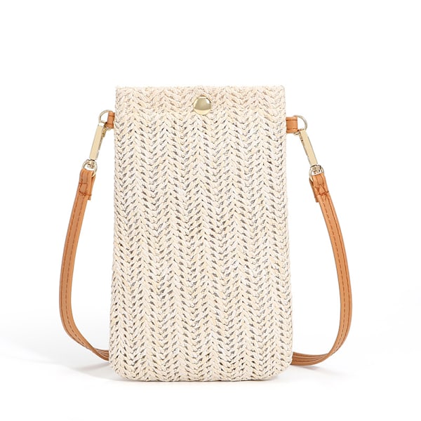 Liten Axelväska, Mobilväska för Kvinnor, Axelväska i Halm, Handväska Vävda Handväska Axelväska Halm Sommar Kvinnor Armor Crossbody Off-white