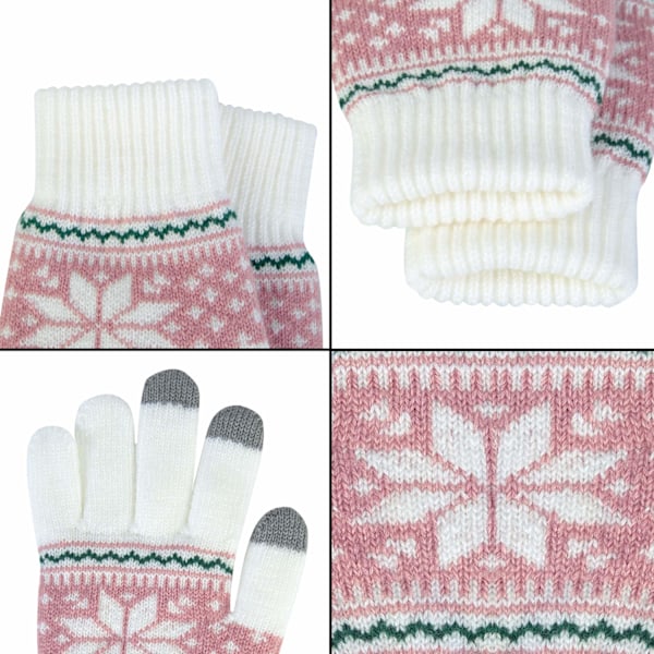 2 Par Dam Vinter Touchscreen-Vantar Varma Stickade Termiska Vantar Tjockfodrade Plush-Foder Handleds Vantar Touchscreen för Smartphone