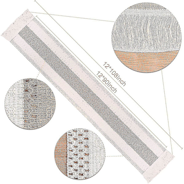 Makrame Bordløper Naturlig Lerret Bordløper, Splicing Bomull Boho Bordløper Med Dusker For Bohemian Bryllup Brude Dusj Rustikk Hjem Farmh