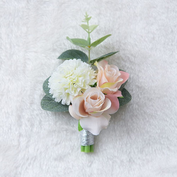 2 stk. brude håndledsbuket, håndledsbuket blomstersæt, bryllupsbuket håndledsblomst dekoration, håndlavet brudgom boutonniere, armbånd og corsage Weiß