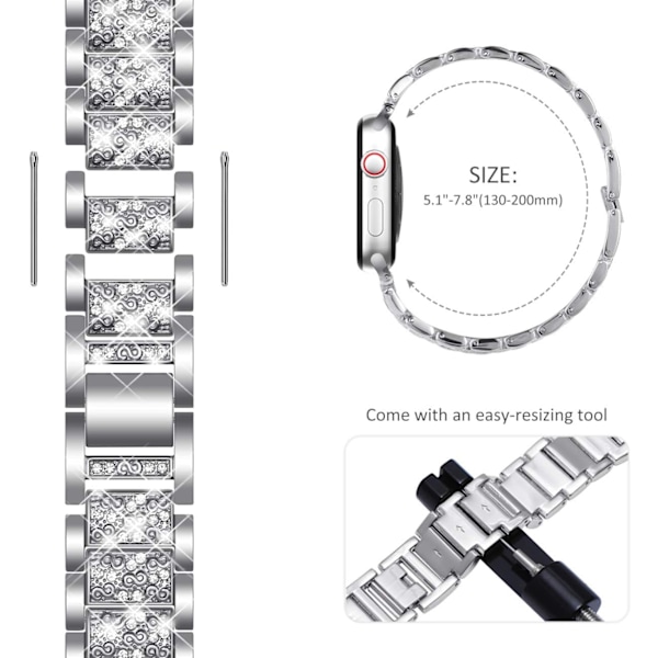 Kompatibel med Apple Watch-reimer 49mm 45mm 44mm 42mm, Kvinners Bling Diamond Rhinestone-reim for Apple Watch SE (GEN 1 2 3) iWatch-reim Ultra 2/1 Se BlingSilver 49mm/45mm/44mm/42mm