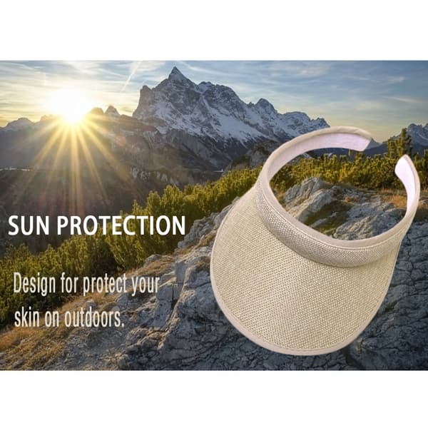 Solhattar Sommar Bredbrättad Clip-on Strandhatt Justerbar Stor Brätte Keps Beige