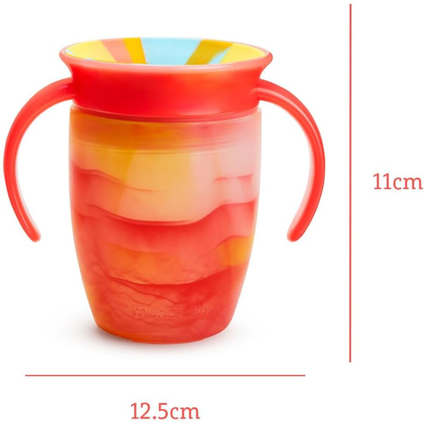 Miracle 360 6+ Måneder 7oz Baby Sippy Cups (2-pak), Fri Flow Bæger til Småbørn, Træningskop, BPA-fri, Spildfri, Opvaskemaskine-sikker Baby Vand B Red/ Yellow