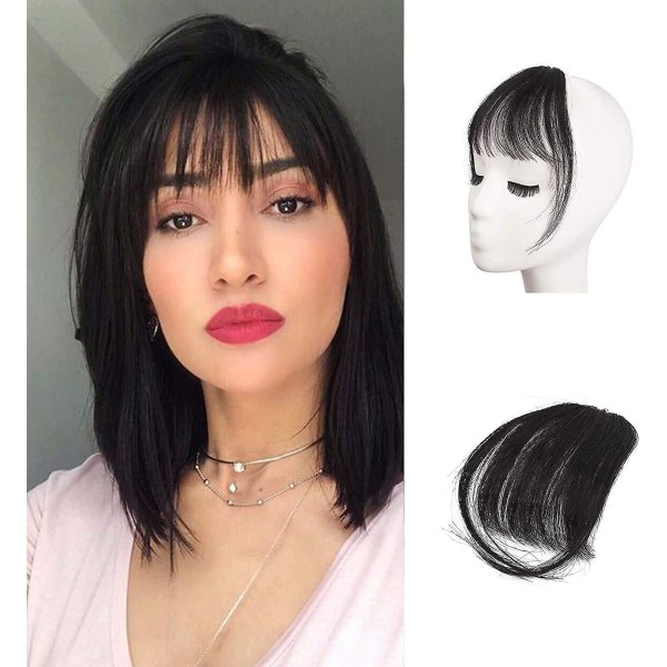 Clip In Bangs, Human Hair Extensions Clip In French Bangs Neat Bangs Air Bangs With Temples Clip In Bangs Natural Hair Real Hair For Women Natural Col