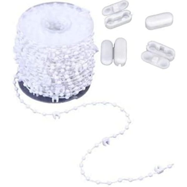 Vertikal blind bunnlenke for 3,5 tommers/ 89 mm lameller 20 meter gratis kjedekontakt (20 meter + 2 kontakter) White 20 Meter + 2 Connectors