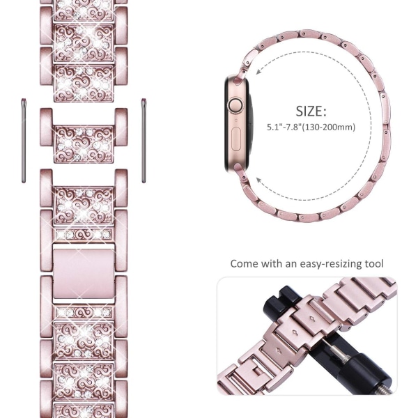 Kompatibel med Apple Watch Armband 49mm 45mm 44mm 42mm, Kvinnors Bling Diamant Strass Armband för Apple Watch SE(GEN 1 2 3) iWatch Armband Ultra 2/1 Se BlingPink 49mm/45mm/44mm/42mm