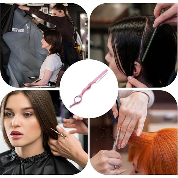 Hårstyling Rakblad Tunnande Kam Professionell Hårtrimmer Hårsax Texturerande Rakblad Hårsaxverktyg för Salong Hemanvändning (Rosa) pink