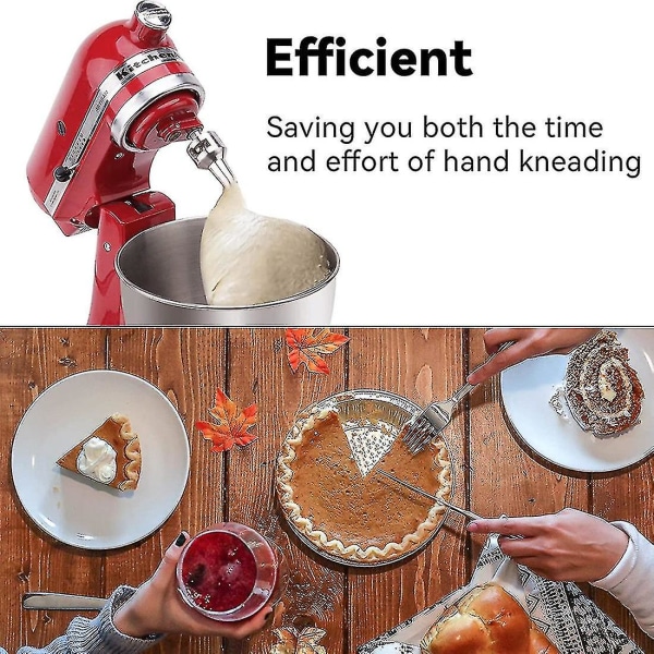 Spiralformet dejkrog i rustfrit stål til Kitchenaid K45 K45ss S standmixer, K45DH dejkrog, tåler opvaskemaskine, tilbehør til røremaskine