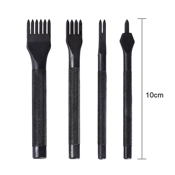 Steel Diy Diamond Lacing Stitching Chisel Set Leather Craft Kits, Leather Craft Tooth Punching Tool (1set (4pcs), Black)