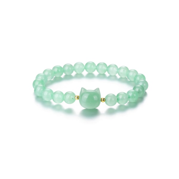 Krystall Kattearmbånd for Kvinner 8mm Krystallstein Perlearmbånd Beskyttelse Healing Krystaller Edelstener Stretch Armbånd Lykkearmbånd Smykker Katte green