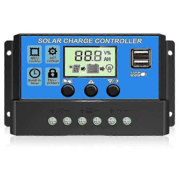 Solcelleladeregulator 10a/20a/30a Solcellepanel Batteri Intelligent Regulator