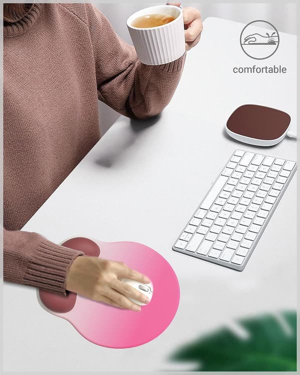 Ergonomisk musematte med håndleddsstøtte, komfortabel musematte med håndleddsstøtte, lindrer håndleddssmerter gelmusematte, sklisikker gummisåle musematte