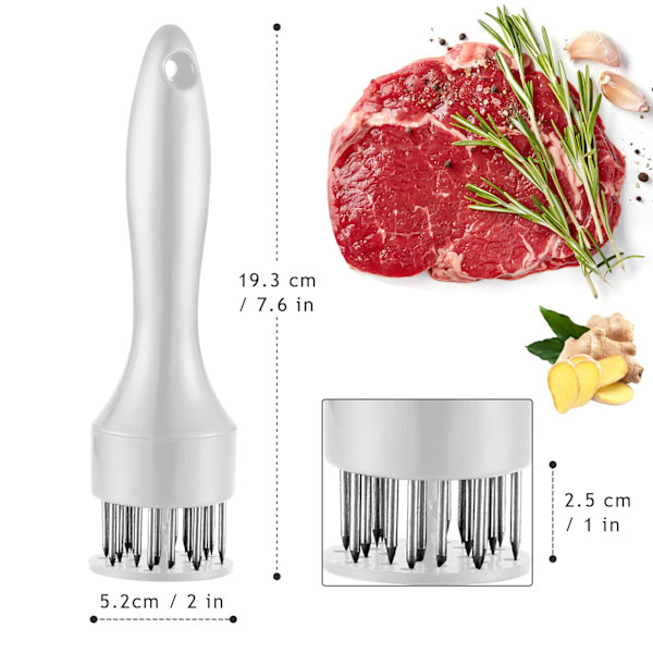 Köttklubba, rostfritt stål köttmörare nålverktyg, för biff, kyckling, fisk, fläsk, vit