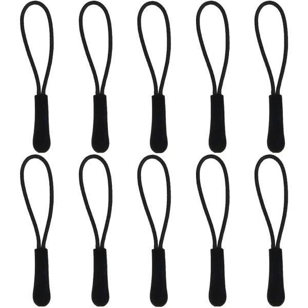 Holdbar Nylon Snor Trækker Lynlås Anti Slip Gripper Forlængelse Lynlås Tag Udskiftning Sort 100stk