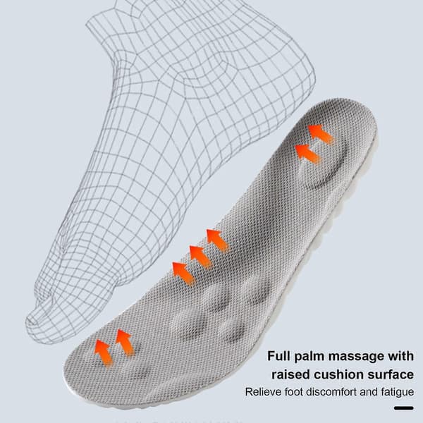 1 par 4D Cloud indlægssåler bløde åndbare stødabsorberende memory foam sportsskoindlæg mænd kvinder White Grey M