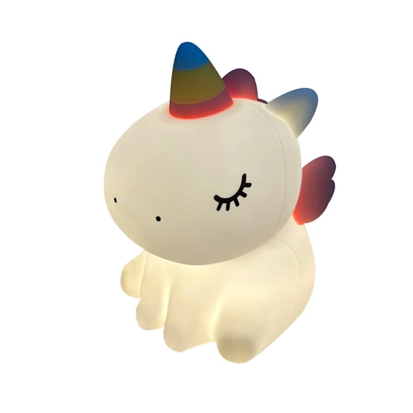 Unicorn Natlampe til Børn, Sød Silikone Natlampe til Babyværelse Dæmpbar LED Blød Unicorn Lampe Genopladelig Sengelampe med Touch