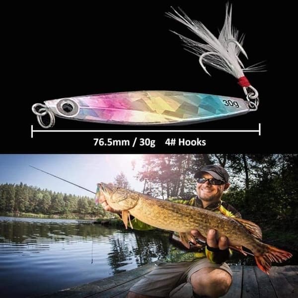 Fiskedrag - Ospecificerad - 6 stycken - Trekrok i stål - 76,5 mm - 30 g