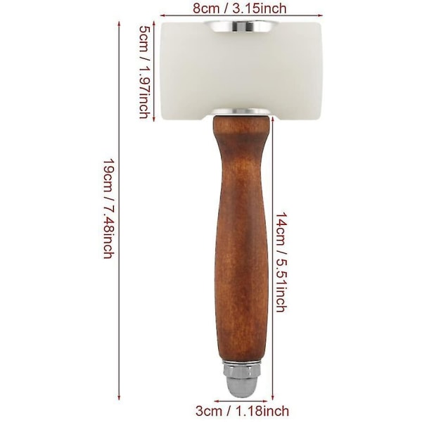 T-formet træskærerhammer til læder og nylon (1 stk, træfarve + hvid)