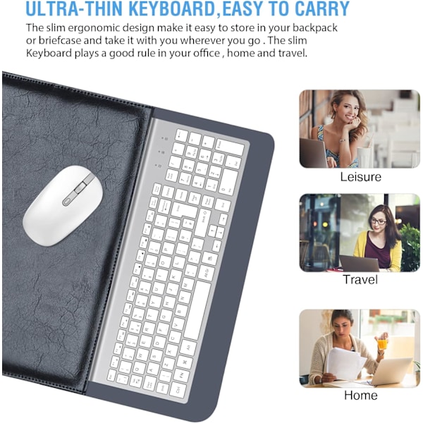 Tangentbord och mus-kombination, cimetech 2.4G ultratunt tangentbord och mus-set med elegant ergonomisk tyst design och stabil anslutning för Windows PC-varv