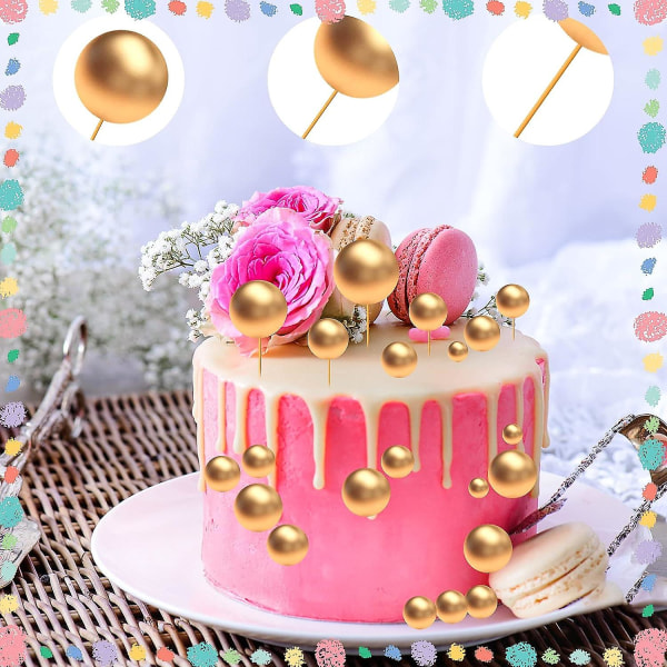 (gyldne) Ball Cake Toppers, 108 stykker Mini Cake Toppers, Cake Topper Bolde Cupcake Toppers, Diy Insert Cake Toppers, Til Dessert Cake Toppers, Weddin