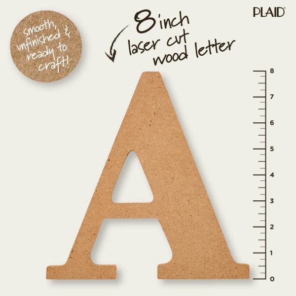 8\" Oavslutade träbokstäver för konst och hantverk DIY-personaliseringssats, modeller 63580 och 63585 A + Letter, 63585 8 inch