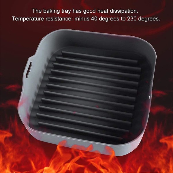 Air Fryer silikongryte, 8x8 tommer kvadratisk silikon luftfrityrkurv, silikonbolle for tilbehør til luftfrityrkoker, ikke mer hard rengjøring
