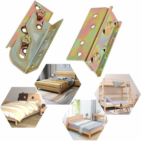 4 sæt sengehestbeslag Heavy Duty Sengeramme Hardware Sengehesttilbehør Hovedgærder, træsengestelsforbindelser til fodstøtte