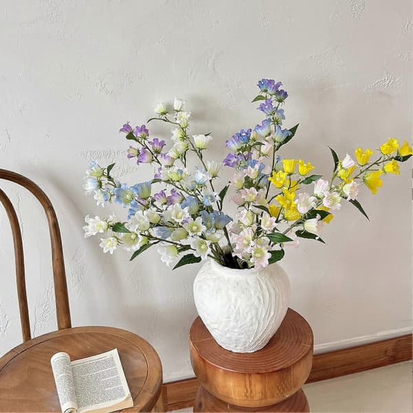 Konstgjord klockblomma för vas - Inbyggd formbar tråd - för heminredning - Romantisk elegans White