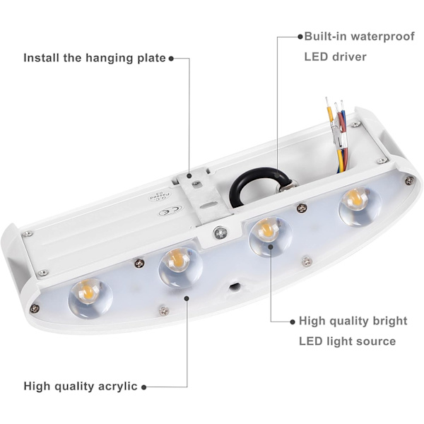 Moderne væglampe 8W Hvid LED væglampe op og ned væglampe aluminium LED vandtæt spotlys natlampe til stue, soveværelse, gang, bad