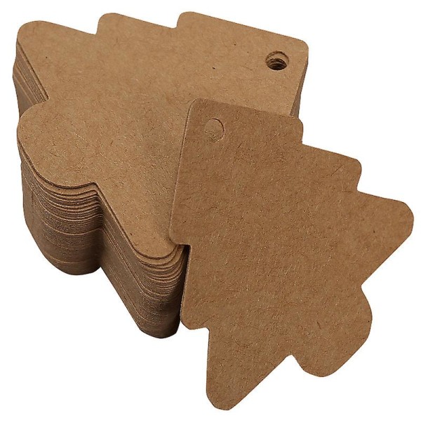 Etiket til træform Kraftpapir træmærker Papirhåndværk hængelabel til gavegave Håndlavet arbejde og håndværk (100 stk, koskindsfarve)