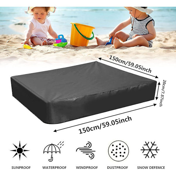 150 x 150 x 20 cm Vattentät Sandlådeöverdrag, Vattentät Sandlådeöverdrag, Dammskydd Med Dragsko, Sandlådeöverdrag För Simbassäng, Uteplats, Trädgård