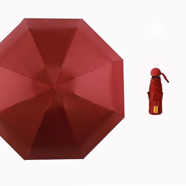 8 knogler, lille og let parasol, paraply, uv-beskyttelse, rød 96 cm i diameter