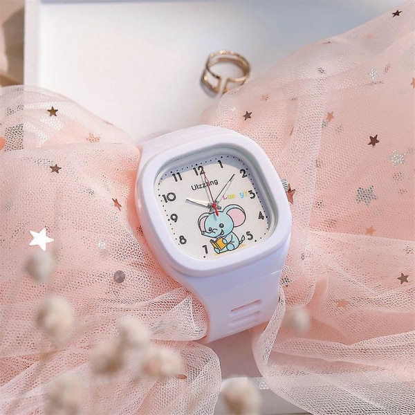 1 bit watch (vit elefant), vattentät barnarmbandsur Quartz urverk, 3d tecknad design, digital watch för 3 år till 11