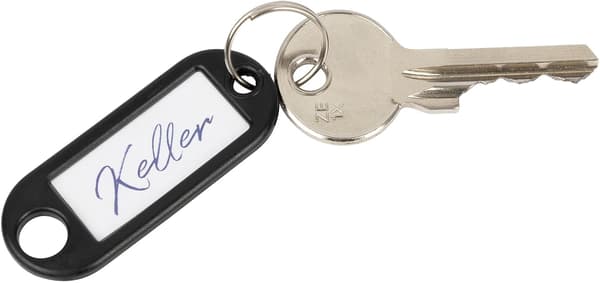 Förpackning med 100 nyckelringar med ring svart