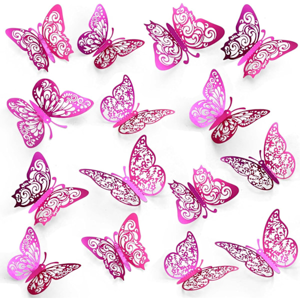 72 kpl perhoskoristeita, 3 kokoa 3 tyyliä, 3D perhosseinäkoriste, perhosjuhlakoristeet, syntymäpäiväkoristeet, perhoset askarteluun 72 Pcs, Purple