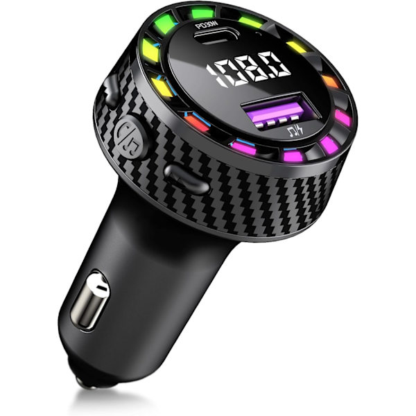 PRMHOOT Handsfree Bluetooth för Bil, 30W FM-sändare Bluetooth Handsfree Samtal i Bil, Stöder USB-disk