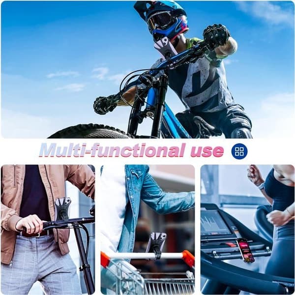 Universal mobilholder til cykel — 360° roterende silikonebeslag, nem montering (2 modeller, sort)