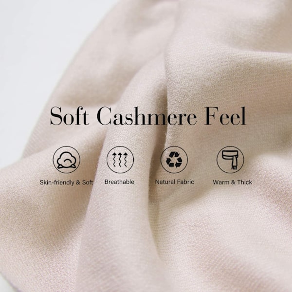 Kvindes Cashmere Sjal Pashmina Shawl og Wraps Stor Sjal til Kvinder UK Vintertæppe Dame Sjal Gaver Dark Beige