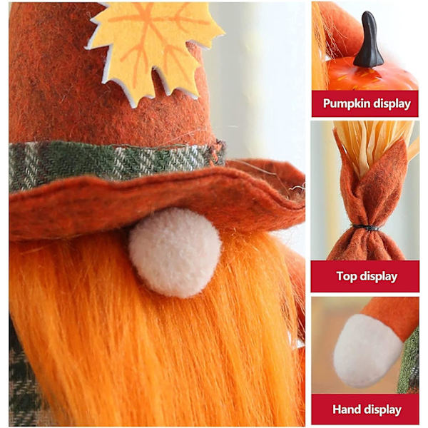 2-pack höstdekorationer för hemmet, Thanksgiving-tomtar, dekorationer, skandinavisk älvdekor