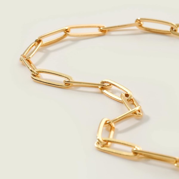 Armbånd for kvinner 14K gullbelagt delikate kjede enkle smykker søte for jenter Paperclip Chain Oval 2 Layer Satellite Chain