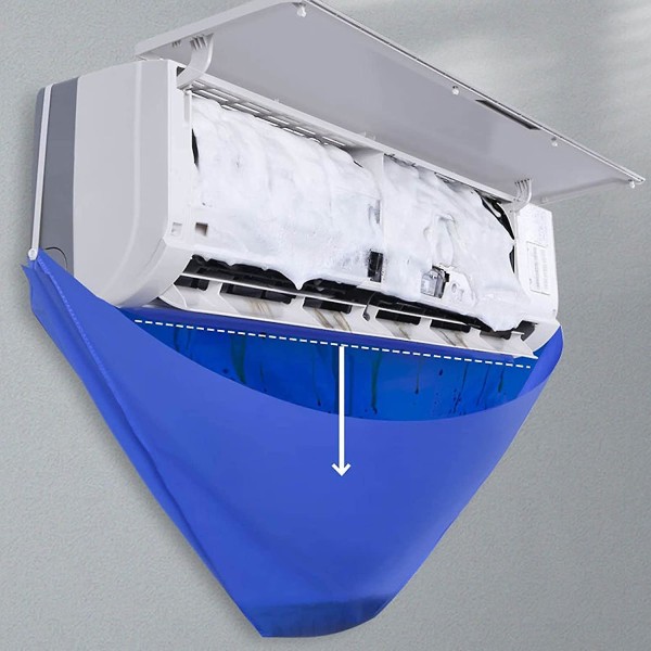 Gjenbrukbart klimaanlegg Rengjøring Vanntett dekselsett med børste, åpningsstøvvasking ren beskyttelsesholderpose for delt AC-enhet