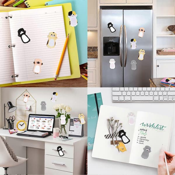 210 stk. Sticky Notes Sæt med 7 - Kat Søde Sticky Notes - Blokke pr. pakke - 30 ark pr. blok, Gaveidé til arbejde, skrivebord, hjem