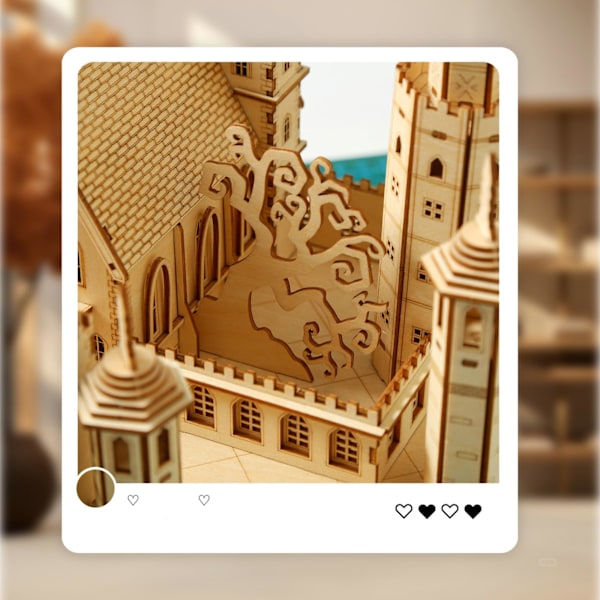 3D Träpussel Modell Slottsbyggsats, DIY Trähantverk för Vuxna att Bygga, för Födelsedag Alla Hjärtans Dag, Fars Dag (Guardian Castle)