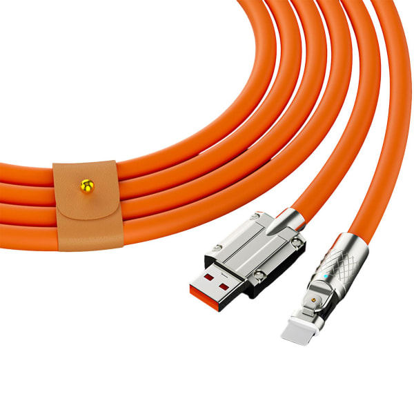 Hurtigladingkabel Usb Til C-ledning 180 Graders Roterende Rettvinklet Hode For Hurtiglading Av Mobiltelefon 2m Eple Oransje