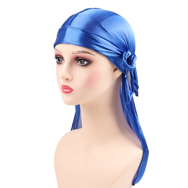 Silkeslen Durag Herr Dam Vågig Satin Bekväm Mode Pirathatt Cykling Fars Dag Present Hatt blue